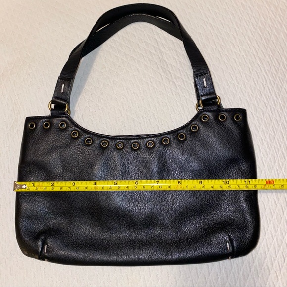 DANIER LEATHER 3in1 Curved Moon Handbag / Clutch - Brass Eyelet Grommets Studs - Picture 4 of 10